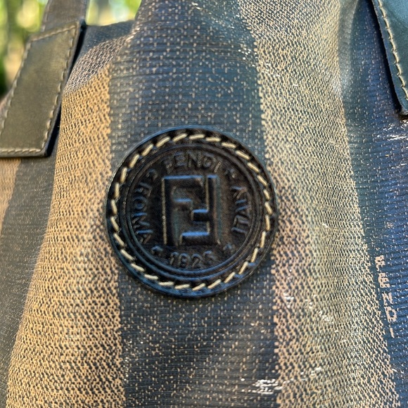 Fendi Pequin Brown and Black Striped Tote Bag Handbag with marks - Picture 3 of 15